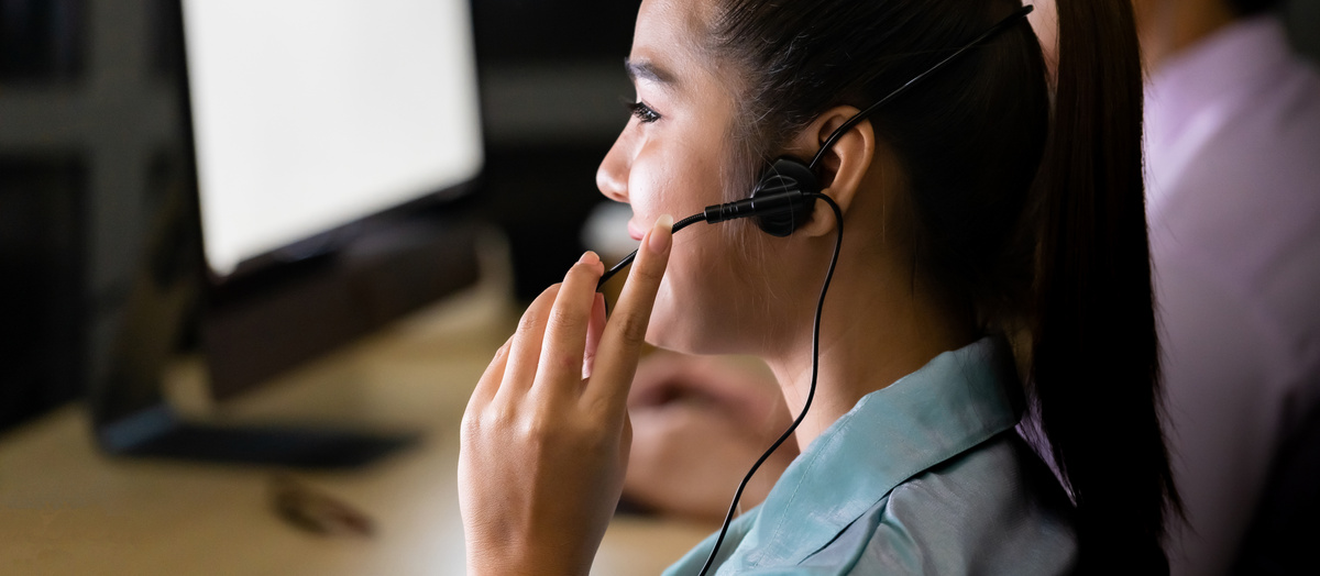 Call Center working at night.